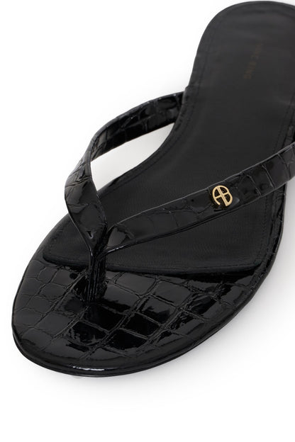 Anine Bing Noelle Thong Sandals Embossed Black