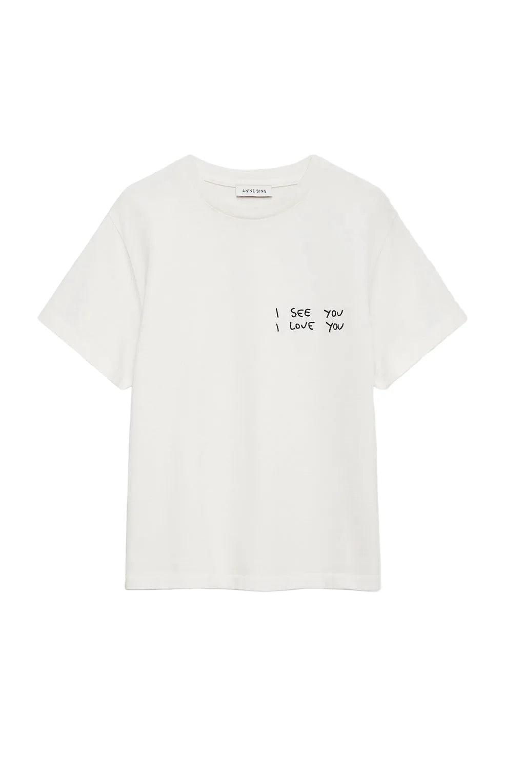 Anine Bing Shelley Tee I See You I Love You Washed Cream