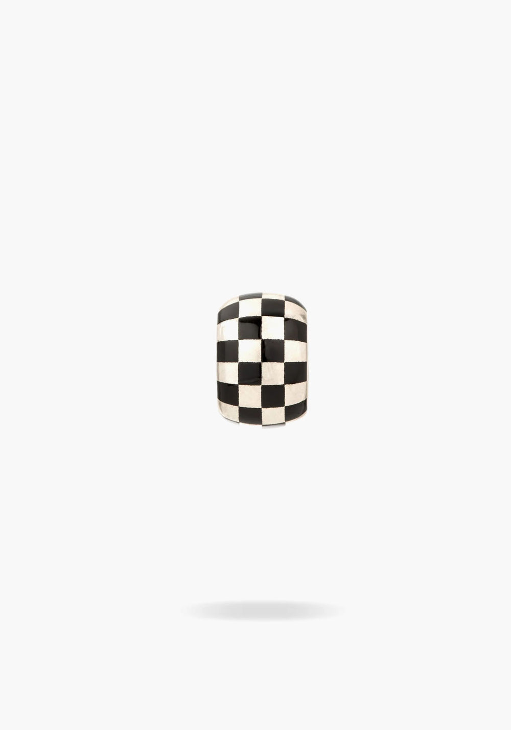 Pre- Order| BLACK CERAMIC CHECKERBOARD BIG BEAD SILVER