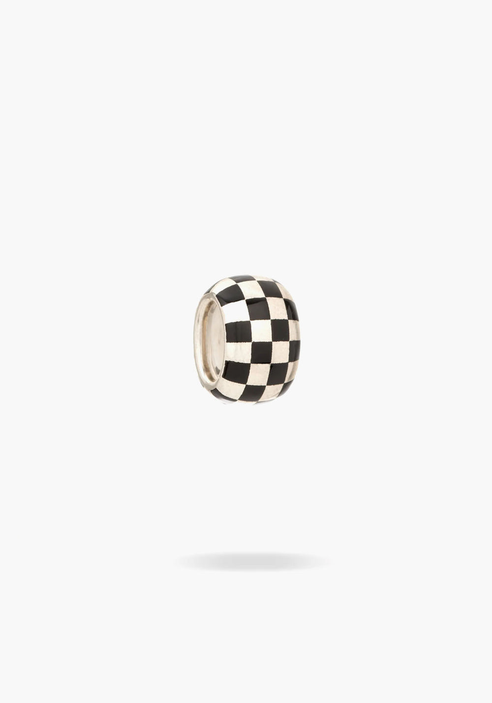 Pre- Order| BLACK CERAMIC CHECKERBOARD BIG BEAD SILVER