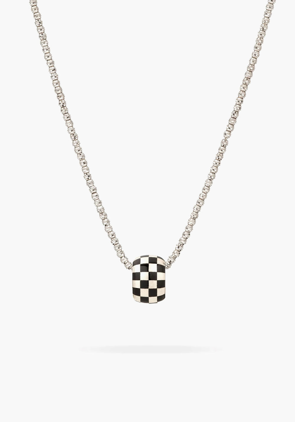 Pre- Order| BLACK CERAMIC CHECKERBOARD BIG BEAD SILVER