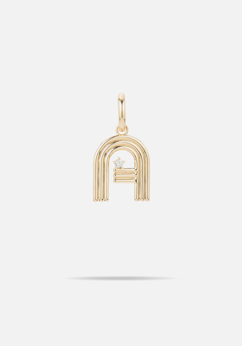 Pre-Order | GROOVY DIAMOND INITIAL HINGED CHARM GOLD A