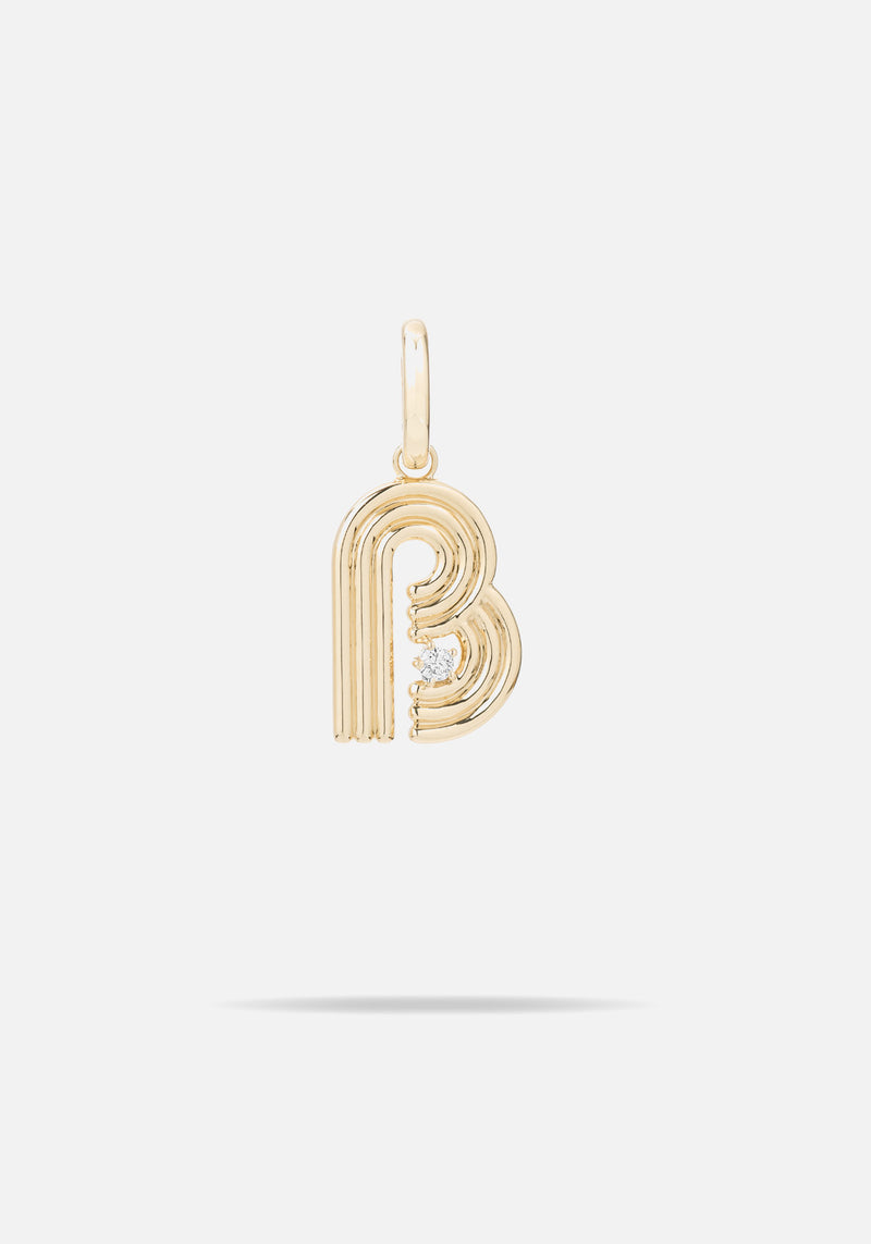 Pre-Order | GROOVY DIAMOND INITIAL HINGED CHARM GOLD B