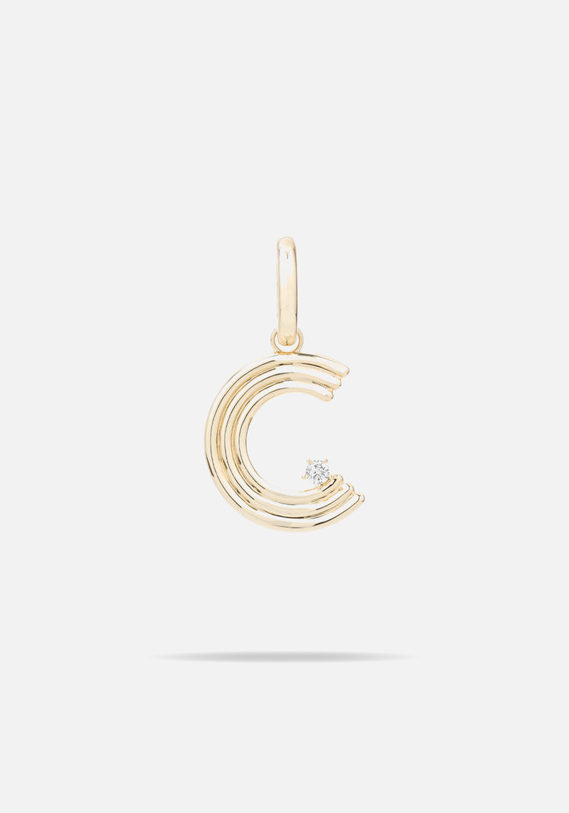 Pre-Order | GROOVY DIAMOND INITIAL HINGED CHARM GOLD C