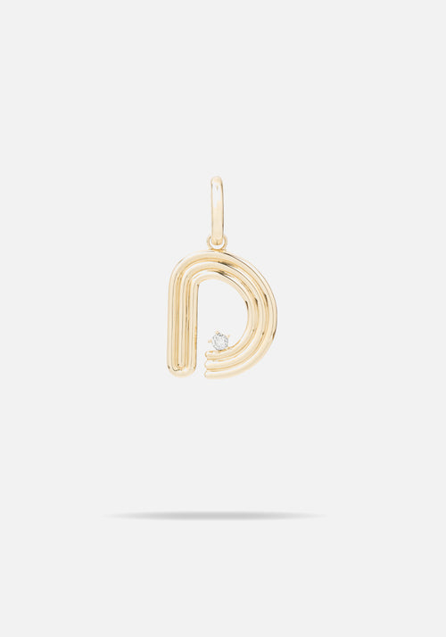 Pre-Order | GROOVY DIAMOND INITIAL HINGED CHARM GOLD D