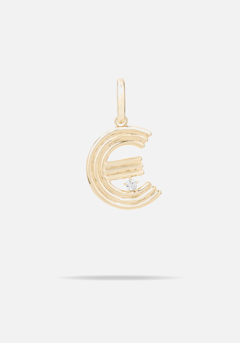 Pre-Order | GROOVY DIAMOND INITIAL HINGED CHARM GOLD E