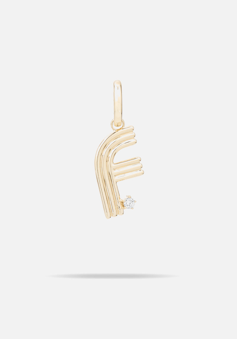 Pre-Order | GROOVY DIAMOND INITIAL HINGED CHARM GOLD F