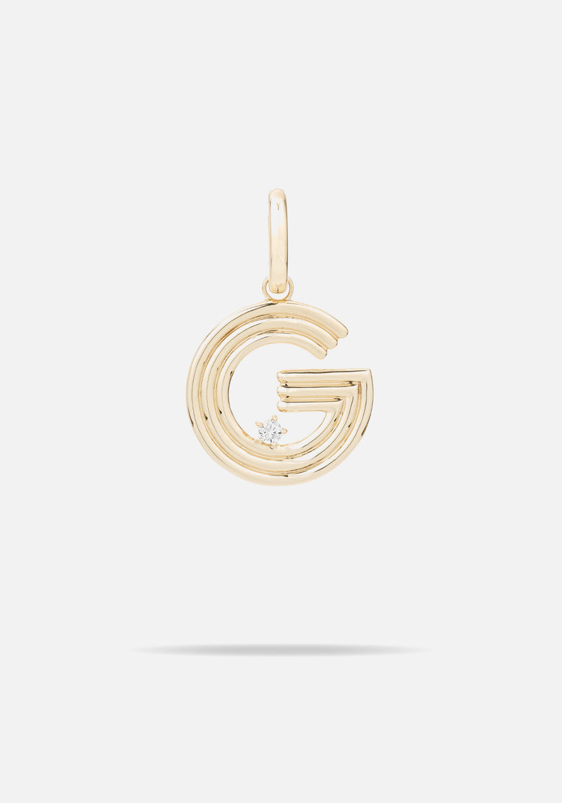 Pre-order | GROOVY DIAMOND INITIAL HINGED CHARM GOLD G