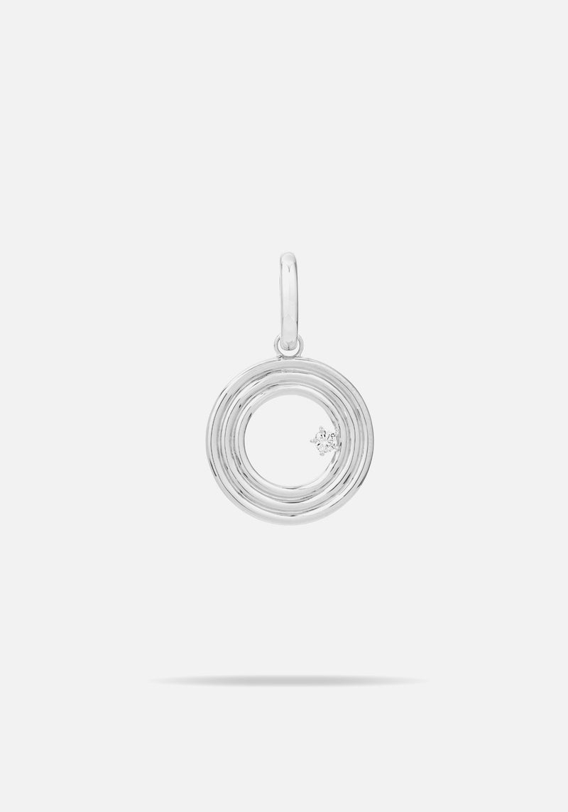 Pre-order | GROOVY DIAMOND INITIAL HINGED CHARM SILVER O