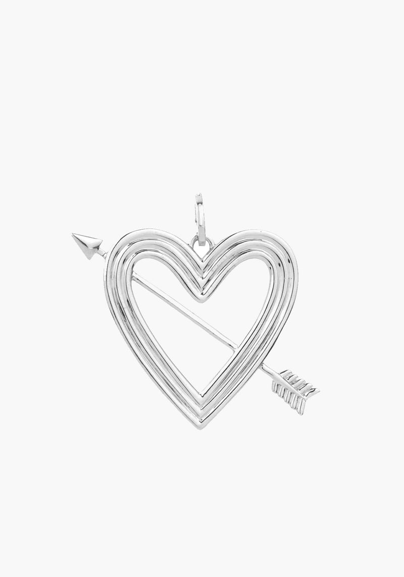 Pre-Order | XL PAVE HEART & ARROW HINGE CHARM SILVER