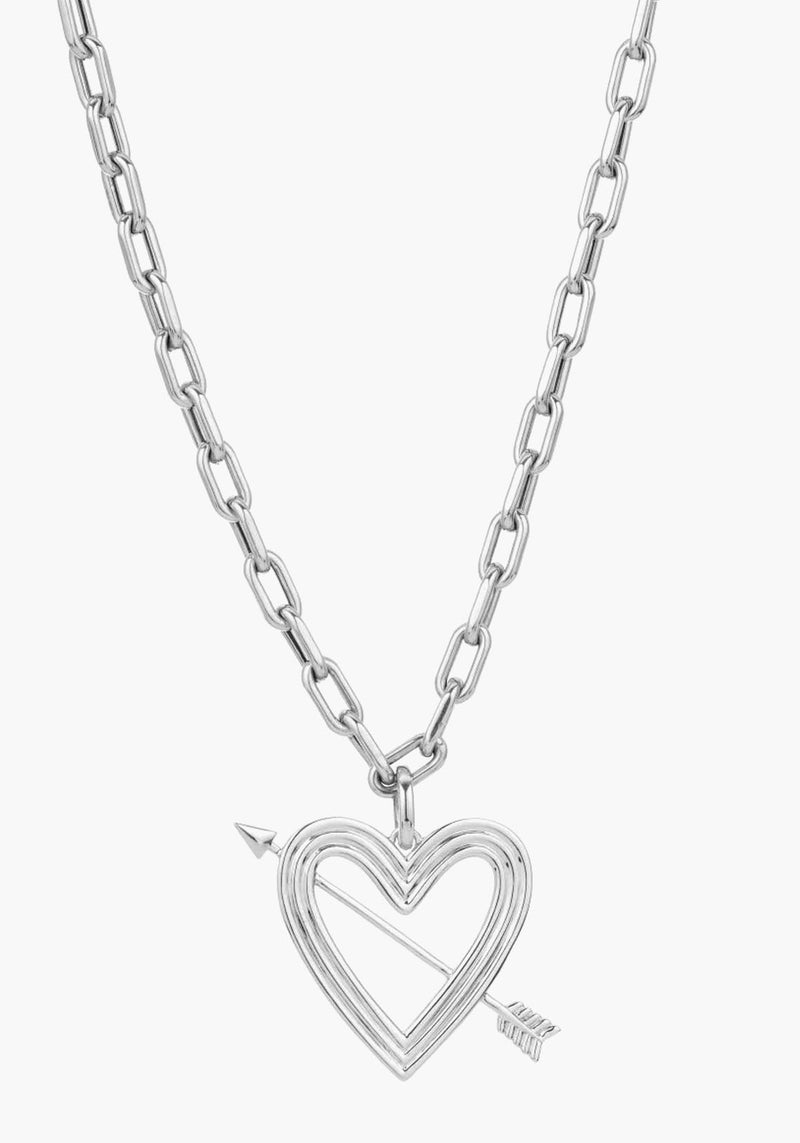 Pre-Order | XL PAVE HEART & ARROW HINGE CHARM SILVER