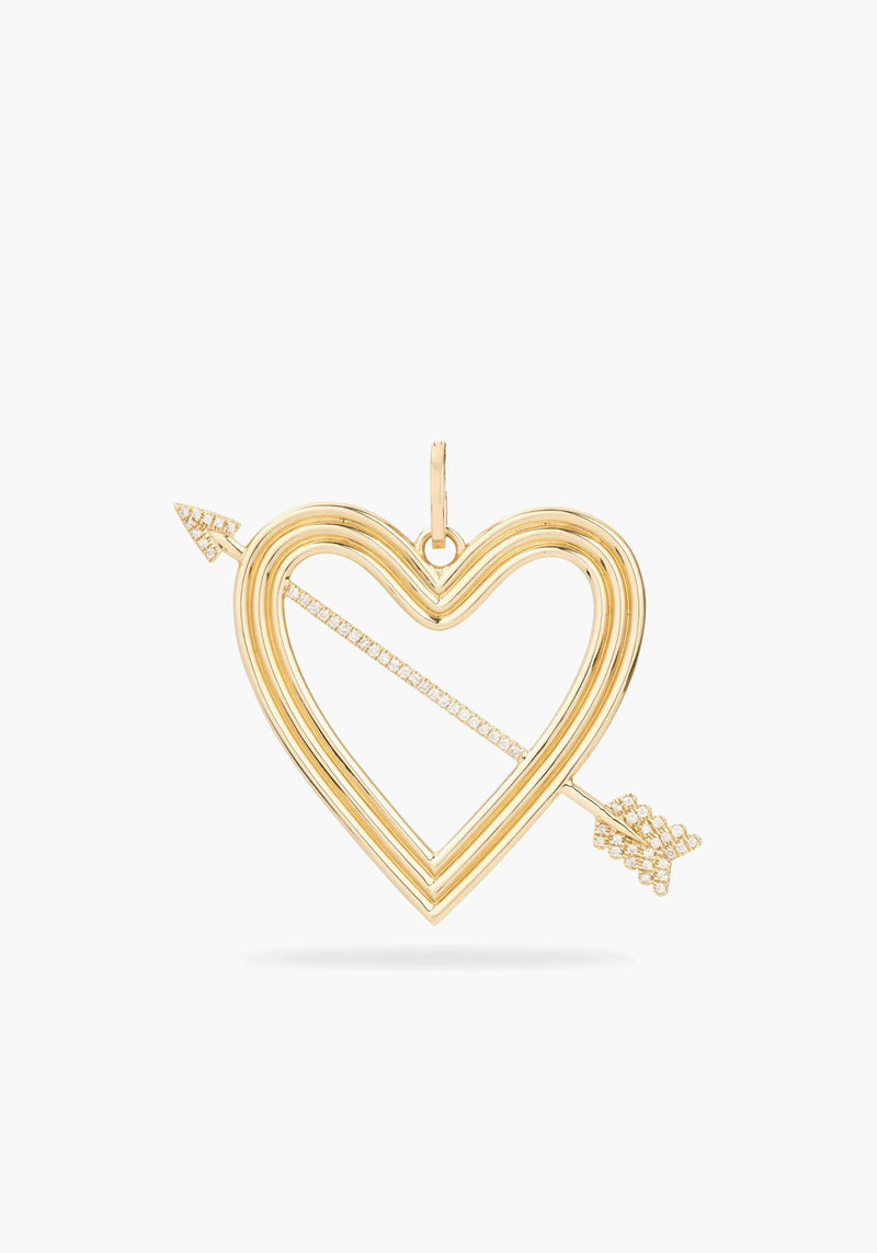 Pre-Order | XL PAVE HEART & ARROW HINGE CHARM GOLD