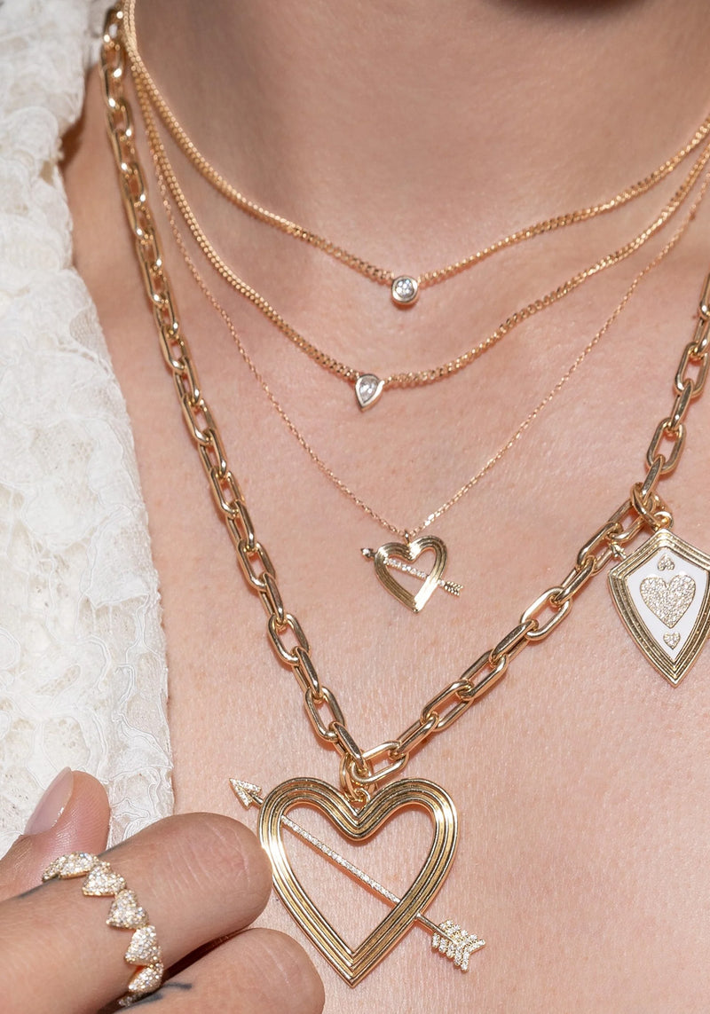 Pre-Order | XL PAVE HEART & ARROW HINGE CHARM GOLD