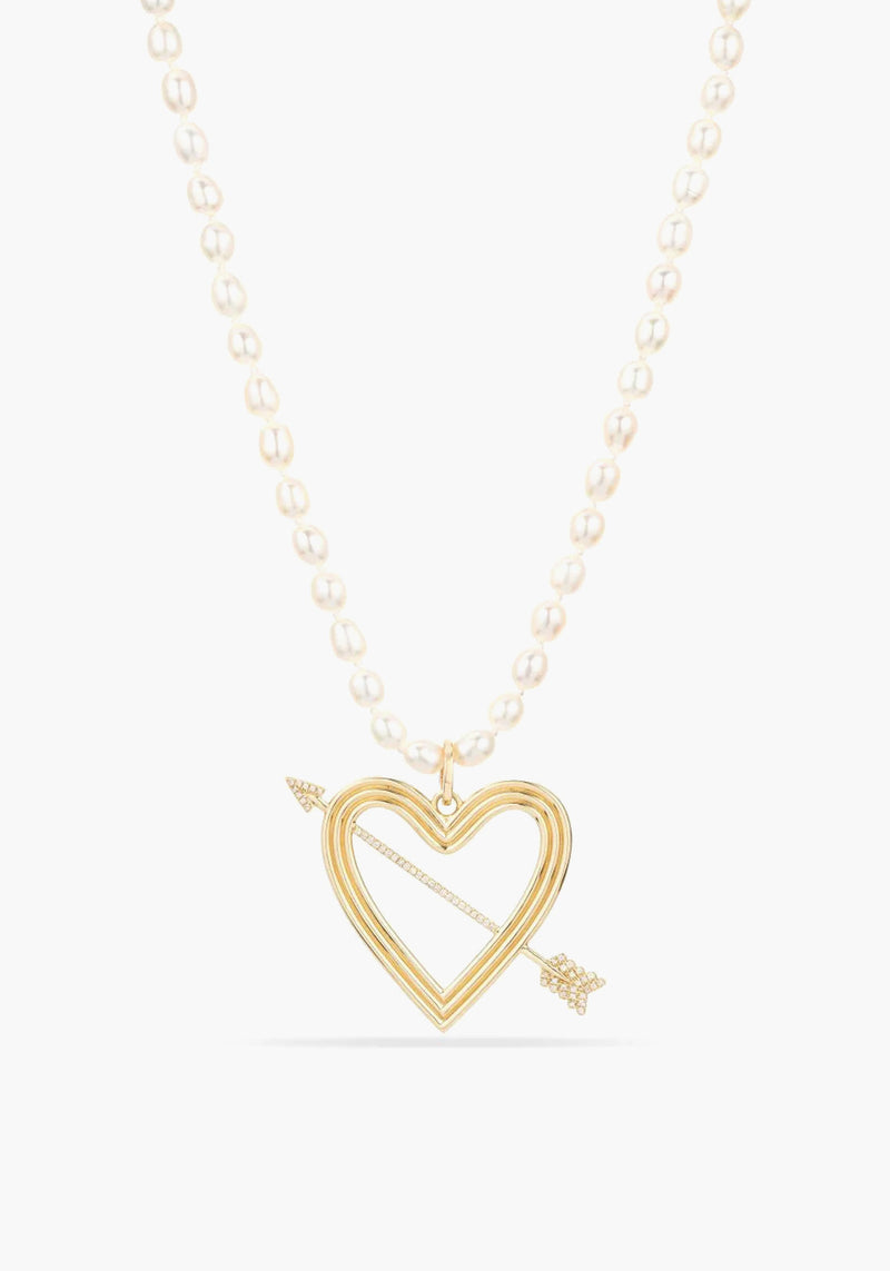 Pre-Order | XL PAVE HEART & ARROW HINGE CHARM GOLD