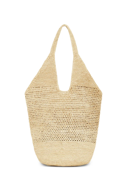 Anine Bing Leah Logo Hobo Tote Raphia Natural