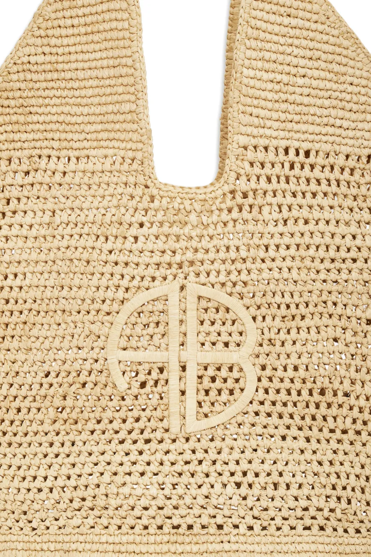 Anine Bing Leah Logo Hobo Tote Raphia Natural