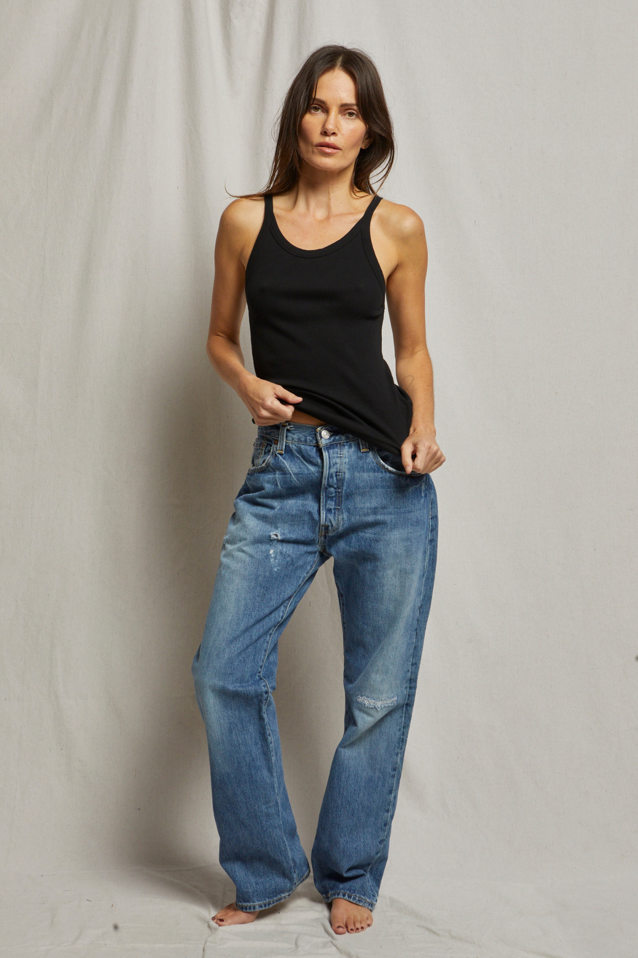 Annie Ribbed Tank True Black