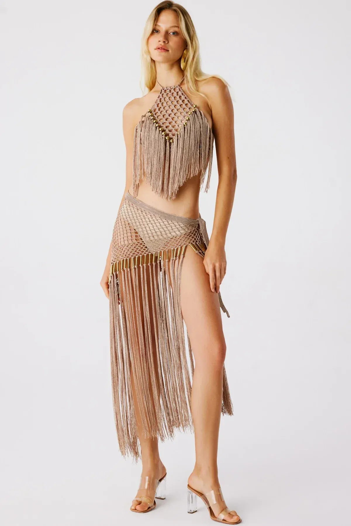 Aria Hand Crochet Halter Top Bronze