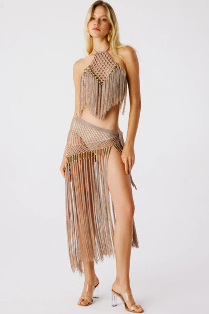 Aria Hand Crochet Halter Top Bronze