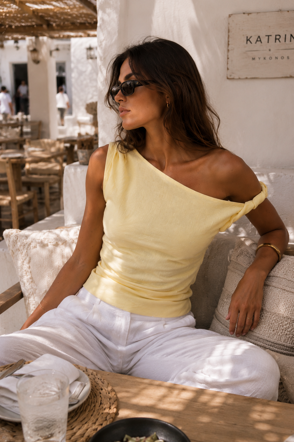 Chosen by Tuchuzy Asym Twist Linen Top Butter