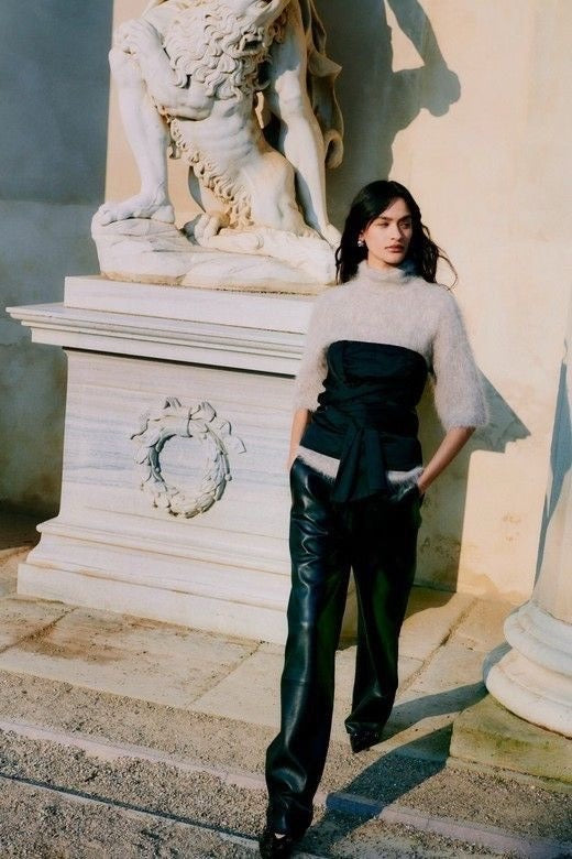 Aluna Bonded Leather Trousers Black
