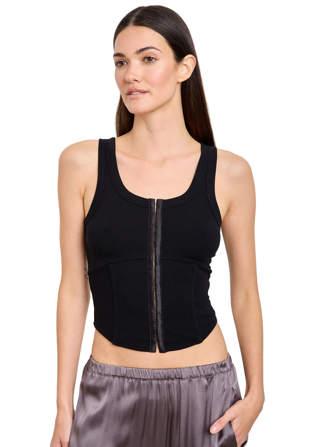 CORSET HOOK AND EYE TANK BLACK