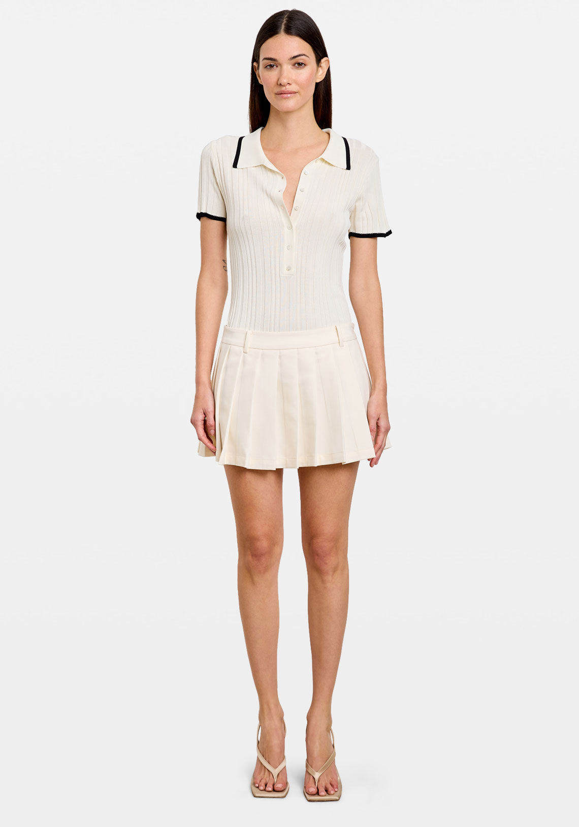 Pleated Micro Skirt Creme