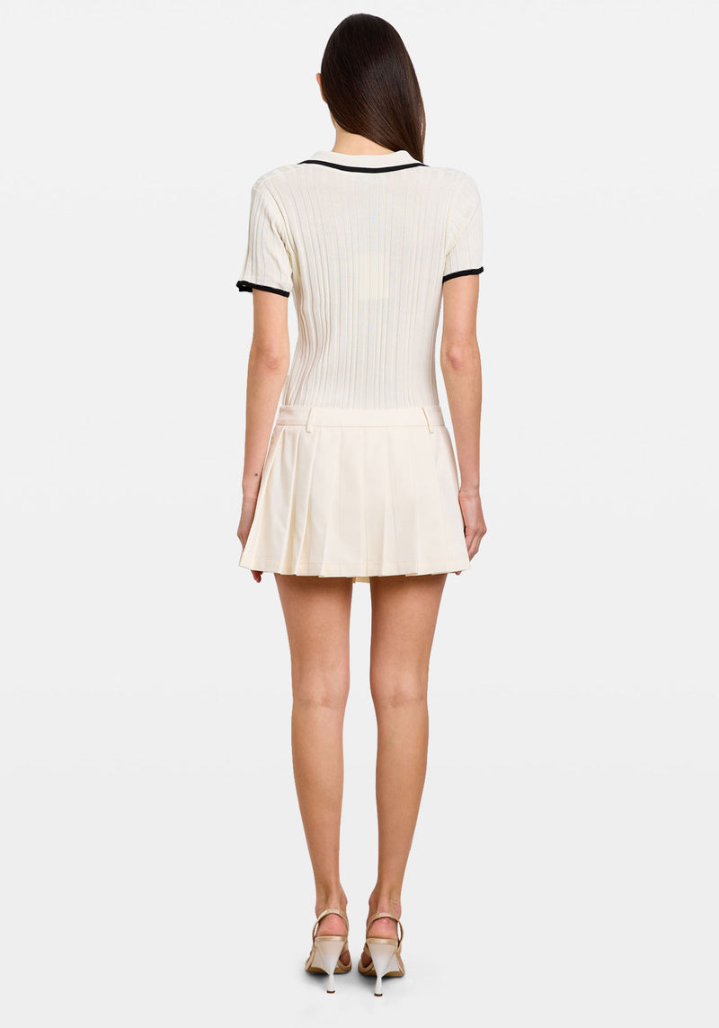 PLEATED MICRO SKIRT CREME