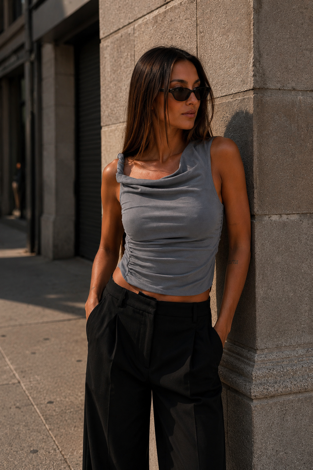 TWIST DRAPE TOP SLATE