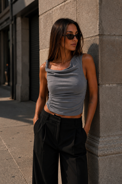 TWIST DRAPE TOP SLATE