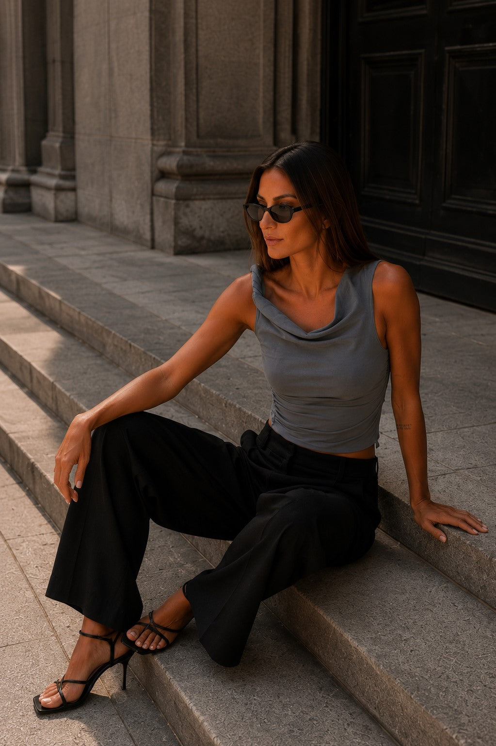 TWIST DRAPE TOP SLATE
