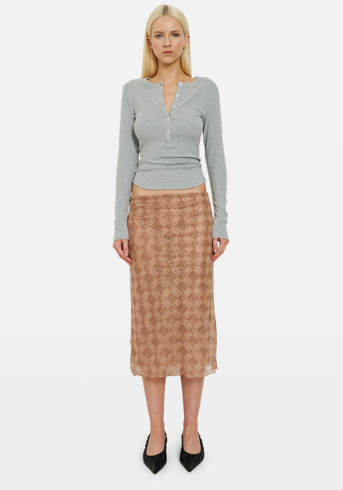 Check Yourself Midi Skirt Plaid