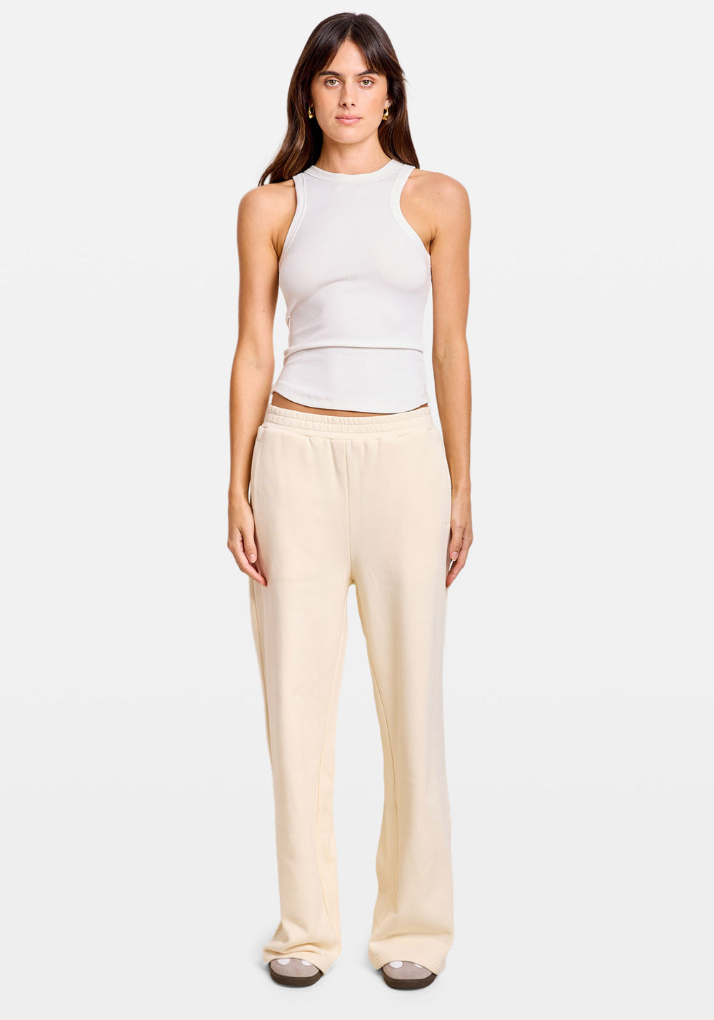 EMBROIDERED STRAIGHT SWEATPANT IVORY