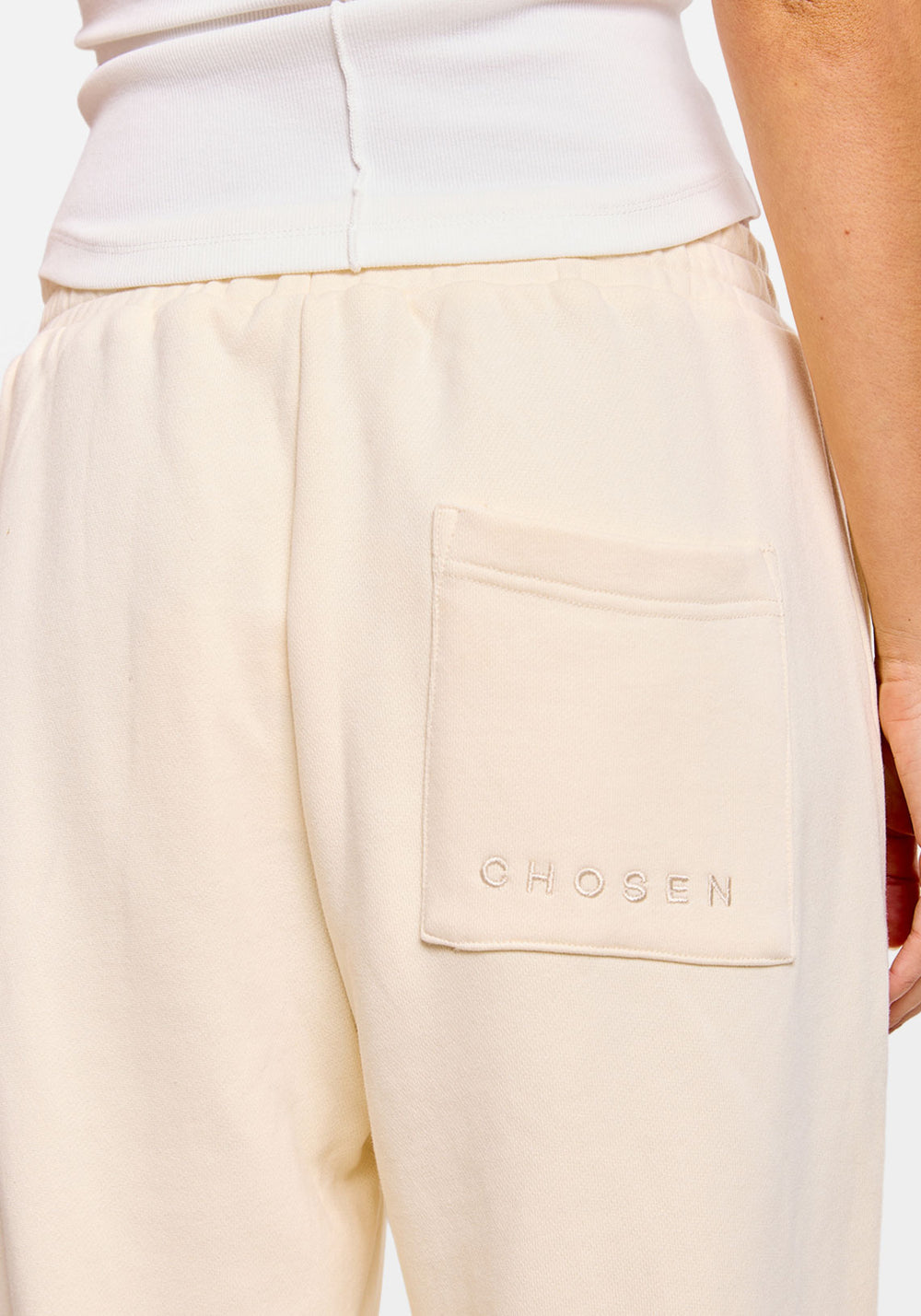 EMBROIDERED STRAIGHT SWEATPANT IVORY