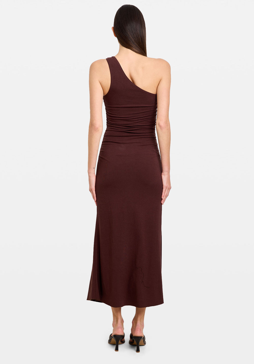 ORGANIC HARDWARE MIDI DRESS COFFEE/SILVER