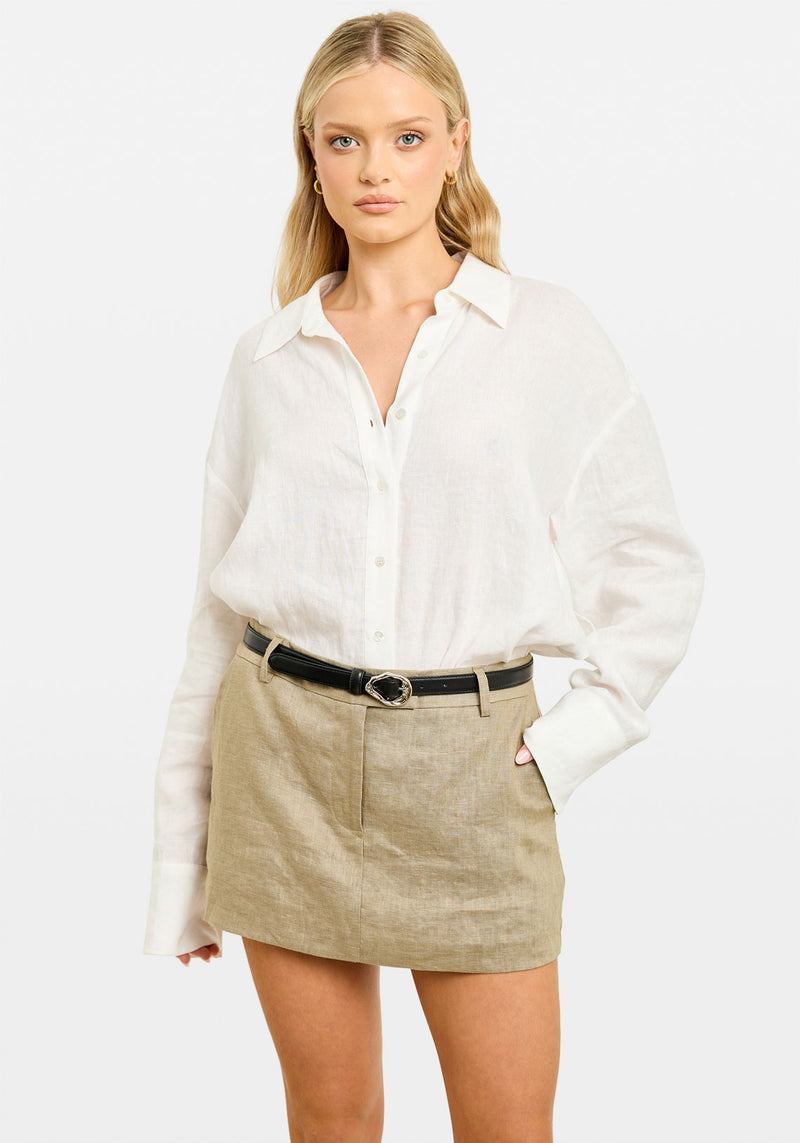 LINEN MINI SKIRT OLIVE