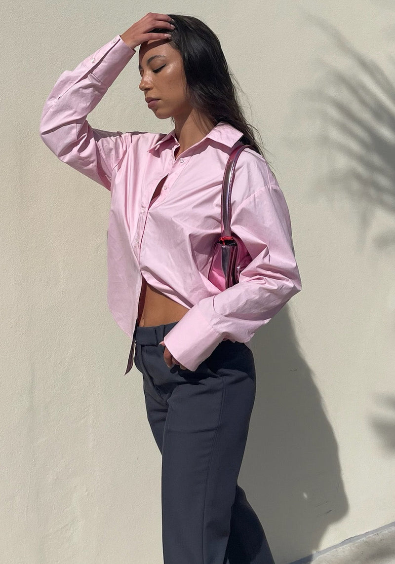 Pre-Order | OVERSIZED COTTON POPLIN SHIRT PALE PINK