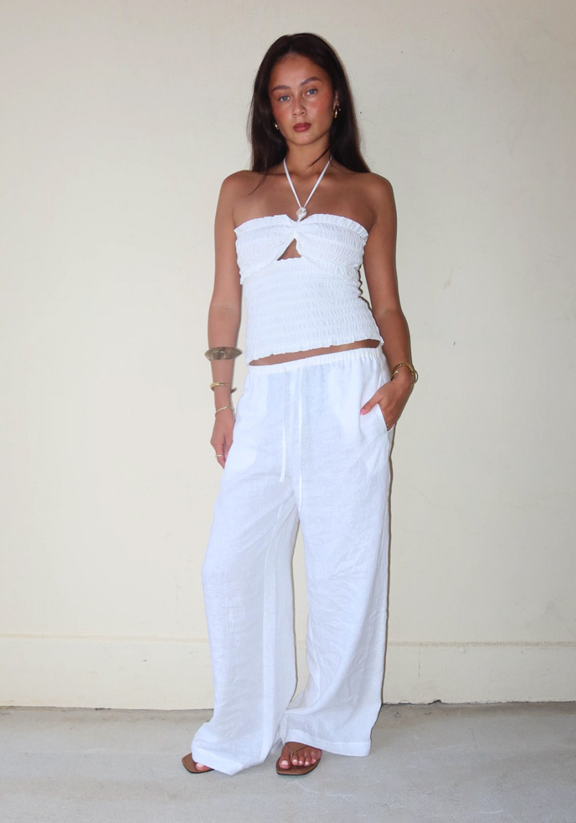 Resin Shirred Top White