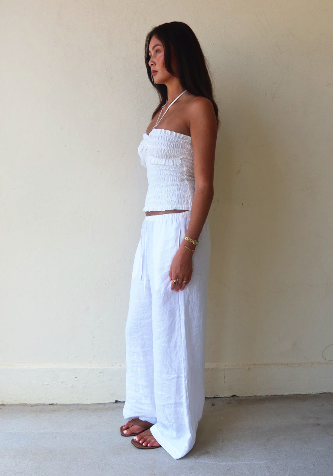 Resin Shirred Top White