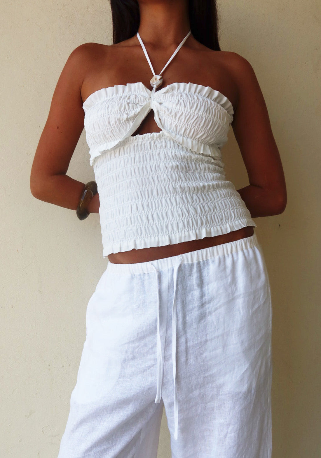 Resin Shirred Top White