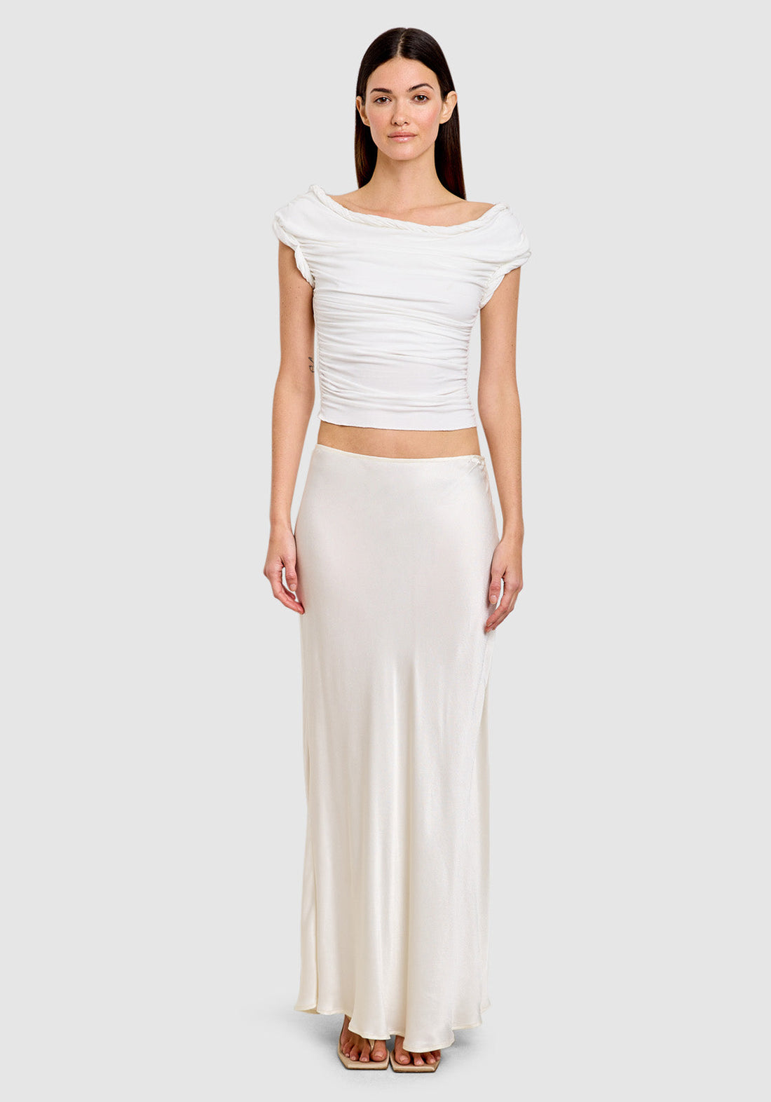 Satin Maxi Skirt Ivory