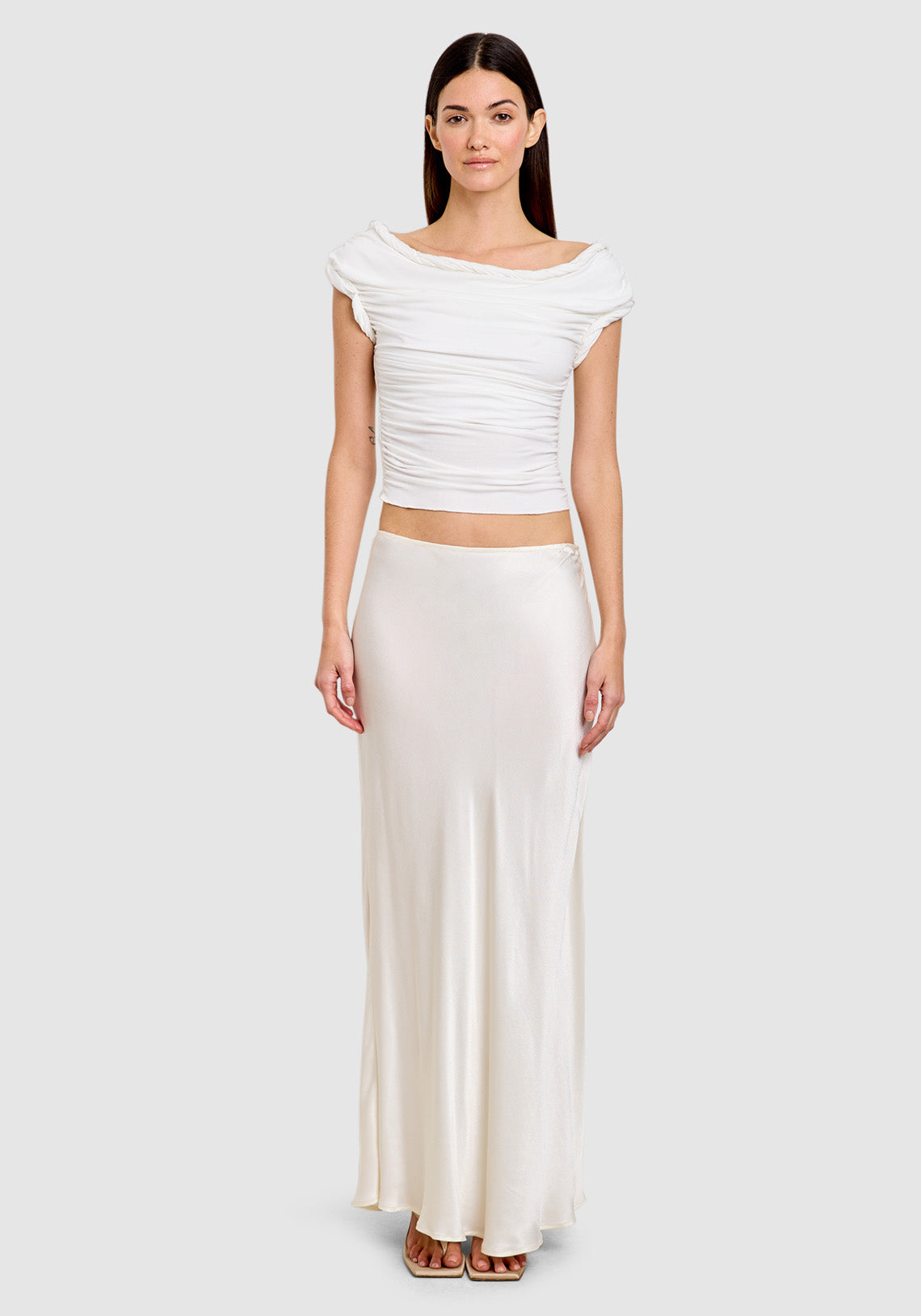 Satin Maxi Skirt Ivory