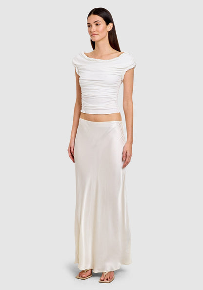 Satin Maxi Skirt Ivory