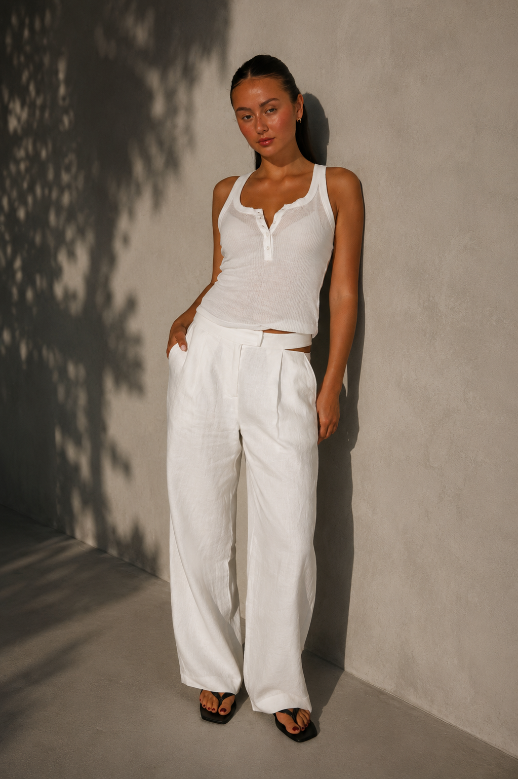 Chosen by Tuchuzy Deconstructed Linen Pant White