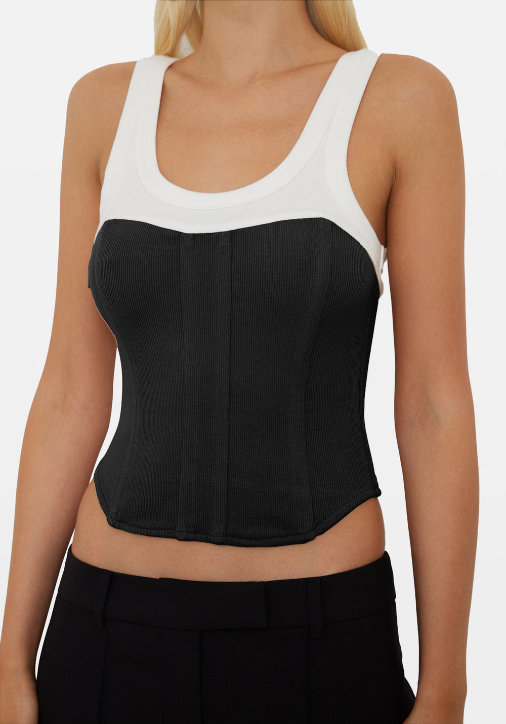 CORSET BODICE TANK BLACK/WHITE