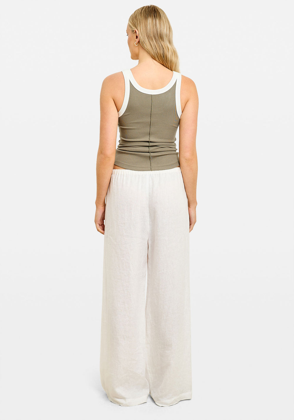 SCOOP TANK OLIVE/WHITE