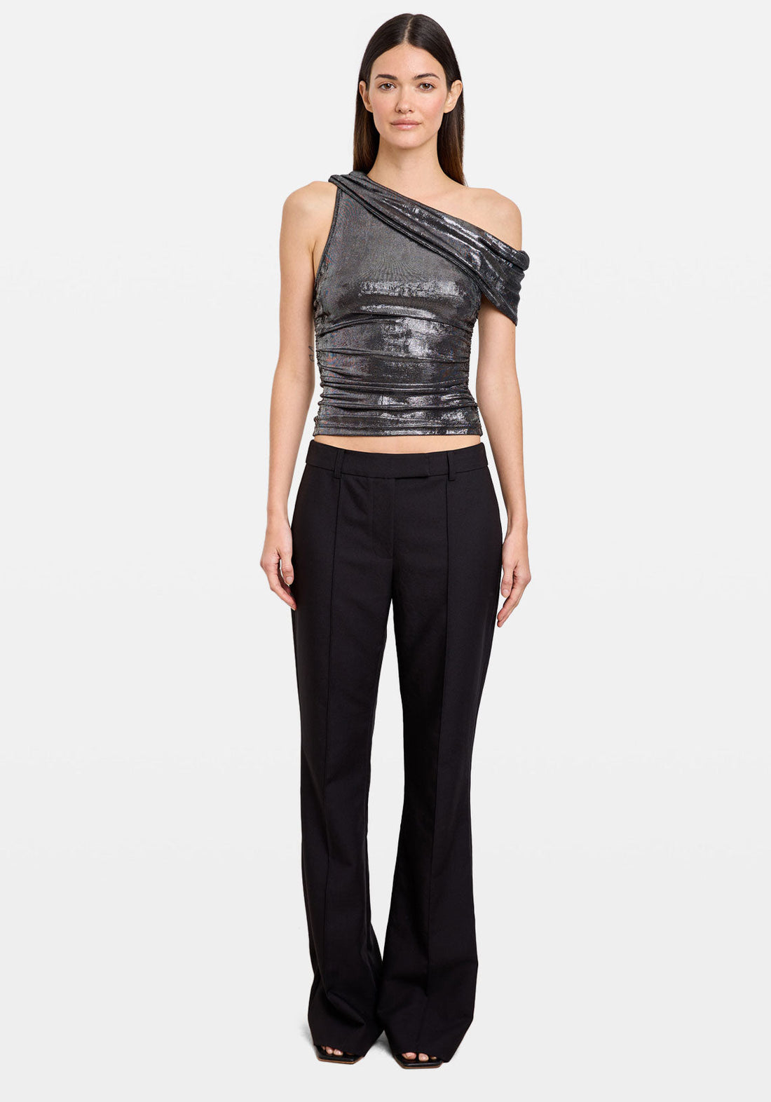 Lurex Asymm Top Gunmetal
