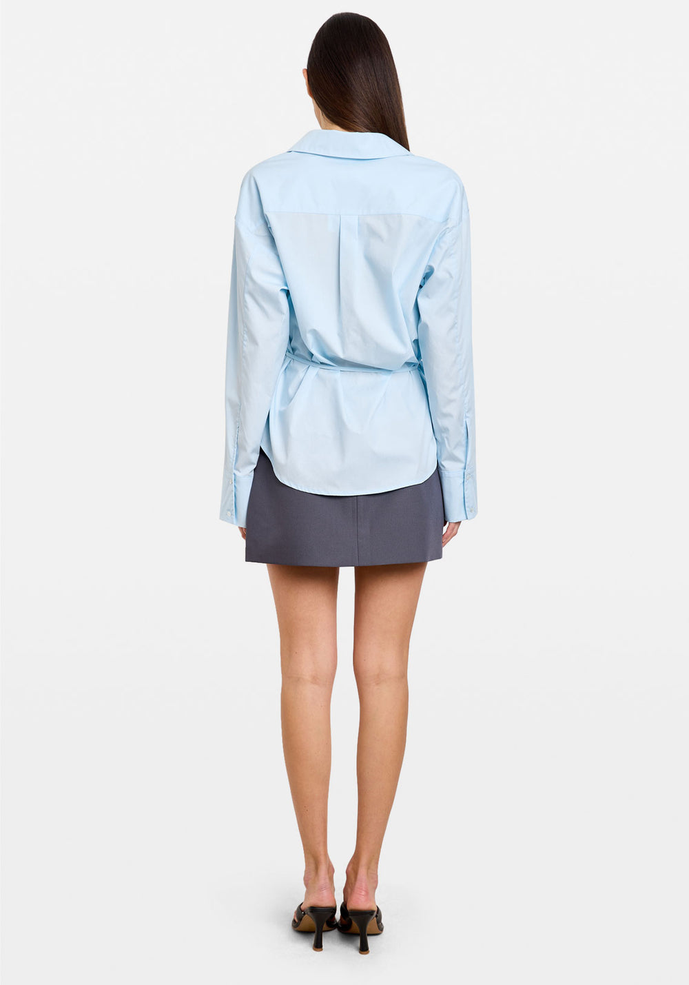 POPLIN WRAP SHIRT SKY