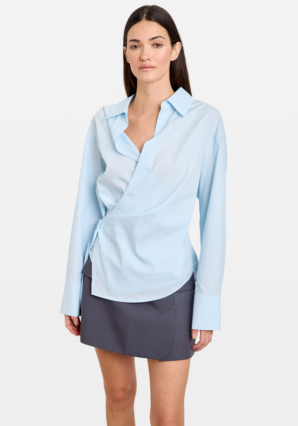 Pre-Order | POPLIN WRAP SHIRT SKY