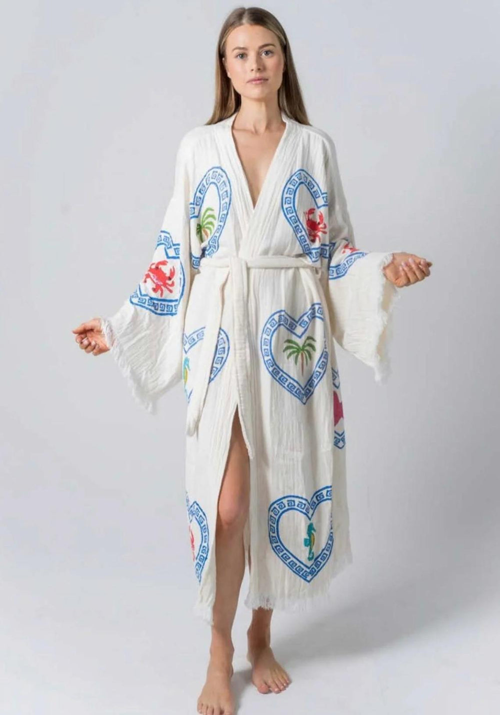 LONG ROBE NATURAL/MULTI MOTIF